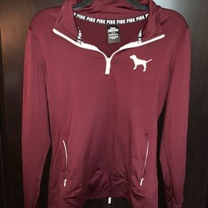 PINK maroon, long sleeve, quarter zip